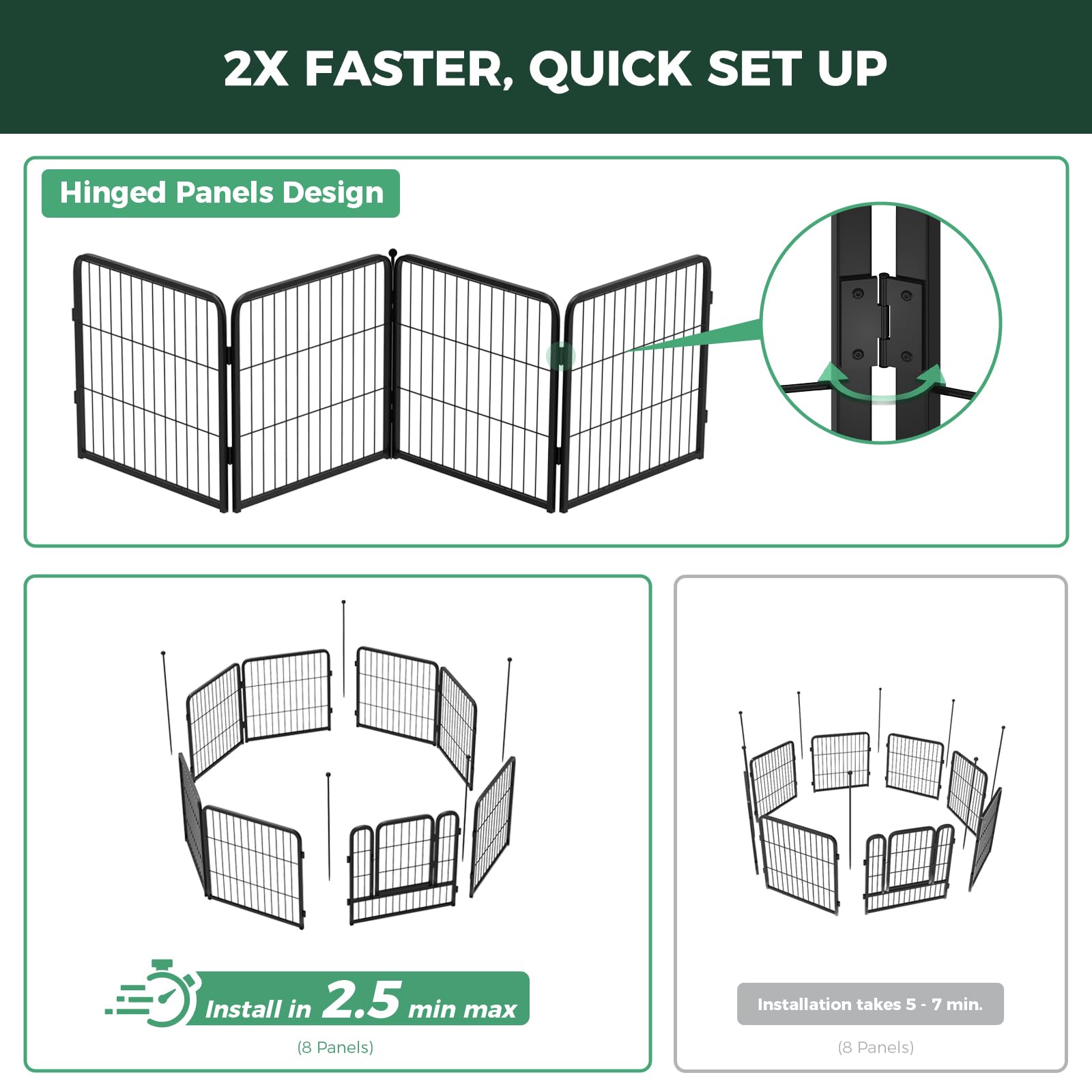 FXW Instant Portable Dog Playpen - 24 Inch Height, 16 Panels Pet Fence for Small Dogs & Puppies | Lightweight Outdoor Play Yard for Camping, RV Trips, Backyard & Indoor Use | Patented Design
