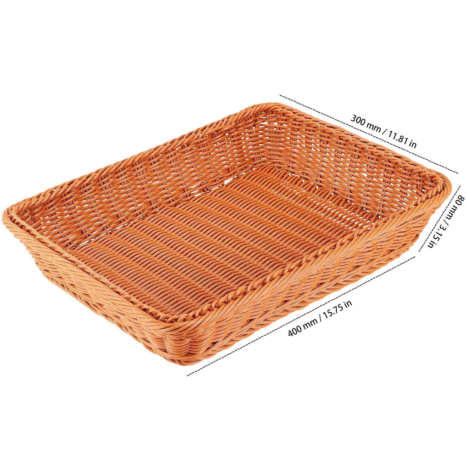 Handwoven Poly Wicker Bread Basket Set - 16