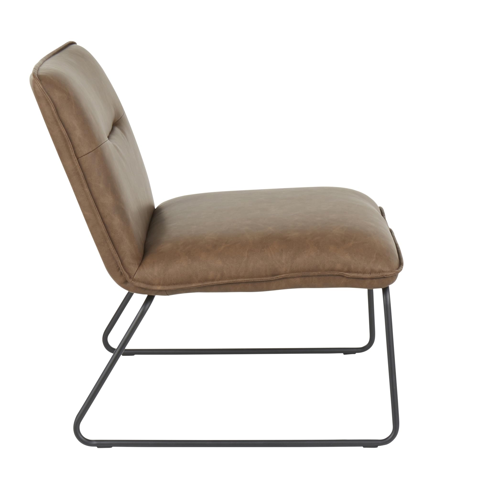 LumiSource Casper Leather Accent Chair - Armless Modern Lounge Chair in Black for Living Room & Bedroom - Industrial Style Comfortable Seating for Home Office, Reading Nook or Apartment Decor