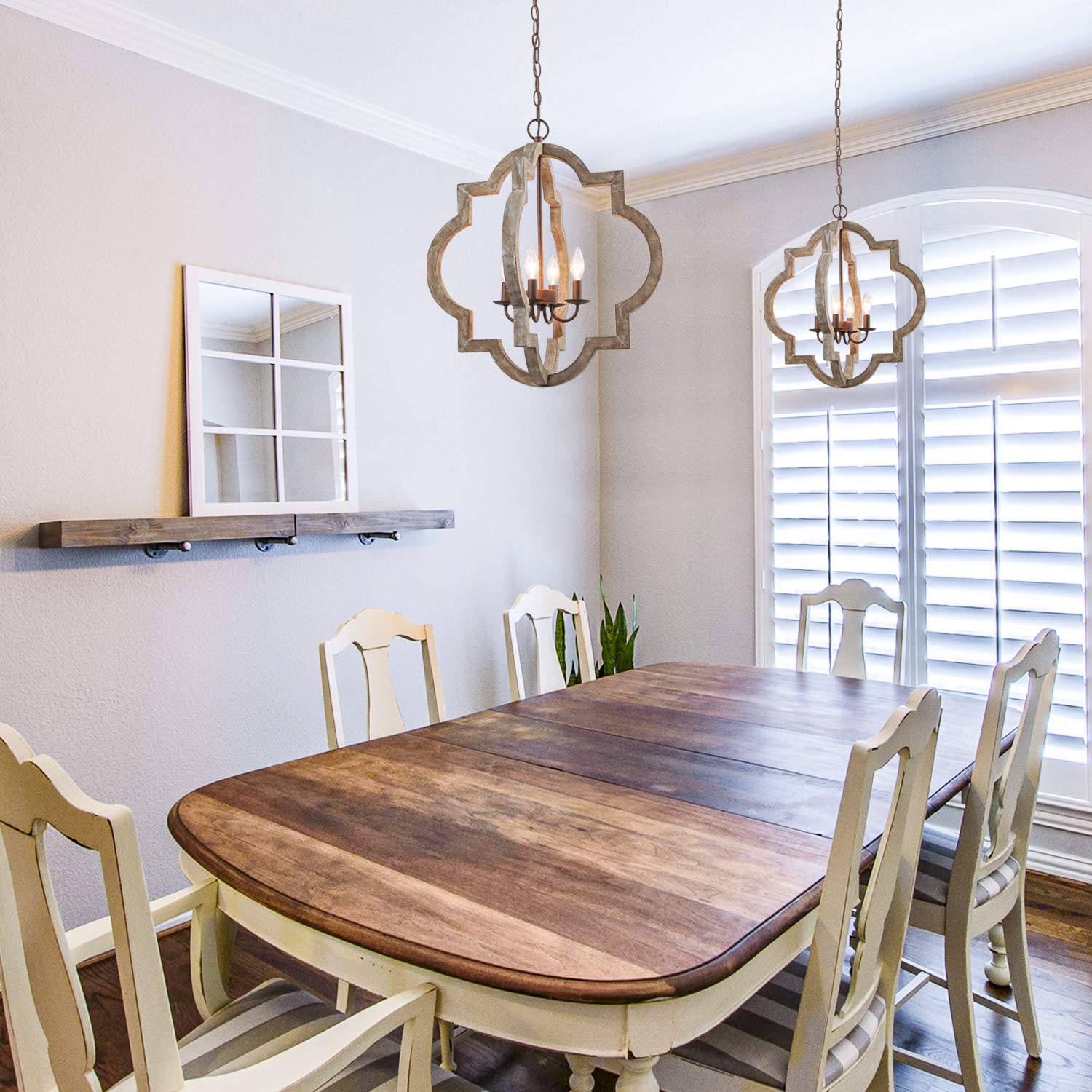 Rustic Farmhouse Orb Chandelier - Large Handmade Wooden Ceiling Light Fixture for Dining Room, Bedroom, Living Room & Entryway - Perfect for Cozy Home Decor & Farmhouse Style Interiors