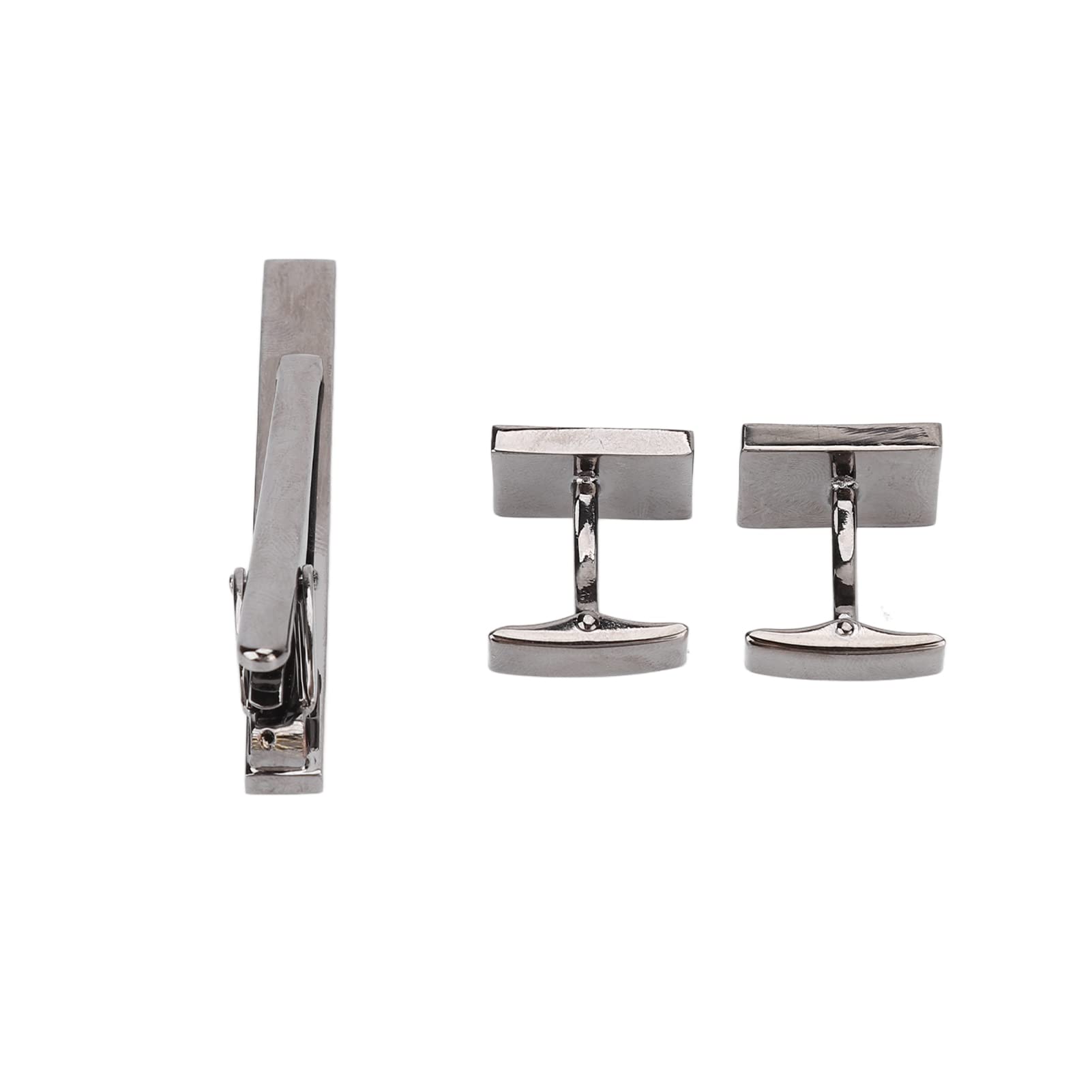 Elegant Men's Cufflinks & Tie Clip Set - Electroplated for Business & Wedding Attire