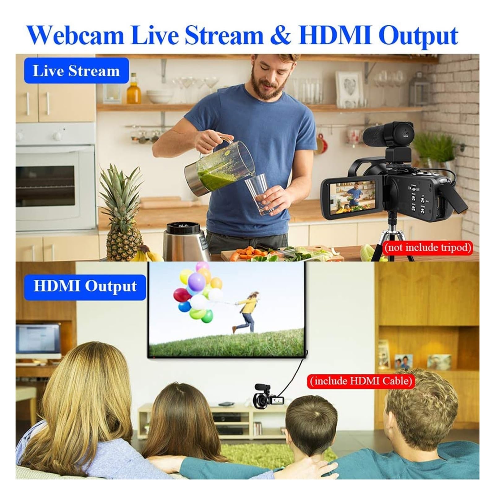 4K Night Vision WiFi Video Camera - Outdoor Vlogging Camcorder with IR, 32GB SD Card & 6-Piece Set for Travel, Home Security & Wildlife Monitoring