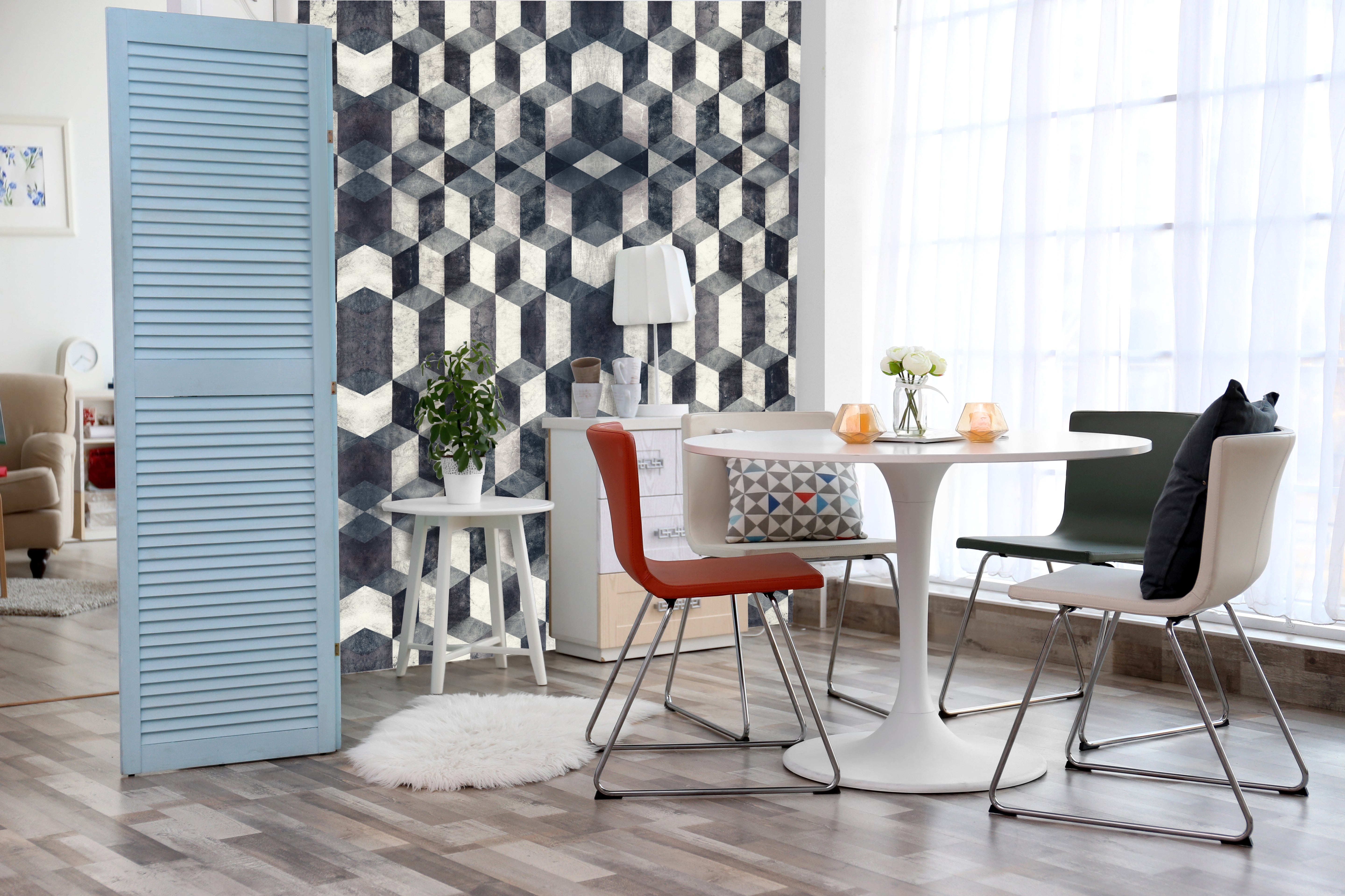 Gray & Neutral Geometric Shapes Mural Wallpaper M1328 - Modern Peel and Stick Wallpaper for Living Room, Bedroom, Office Decor | Self-Adhesive Removable Wallpaper for Home & Commercial Spaces