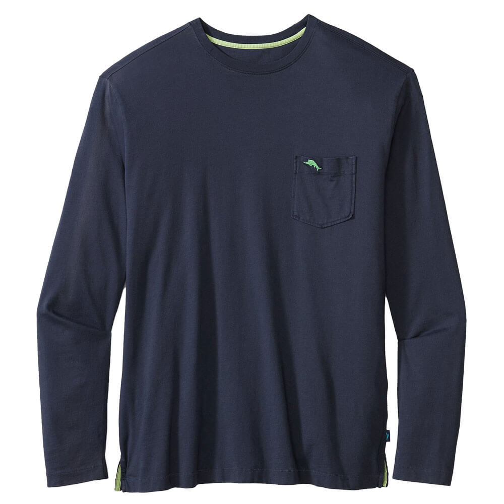 Tommy Bahama Men's Bali Skyline Long Sleeve T-Shirt - Soft Cotton Casual Shirt for Beach, Travel & Everyday Wear - Blue Note Color