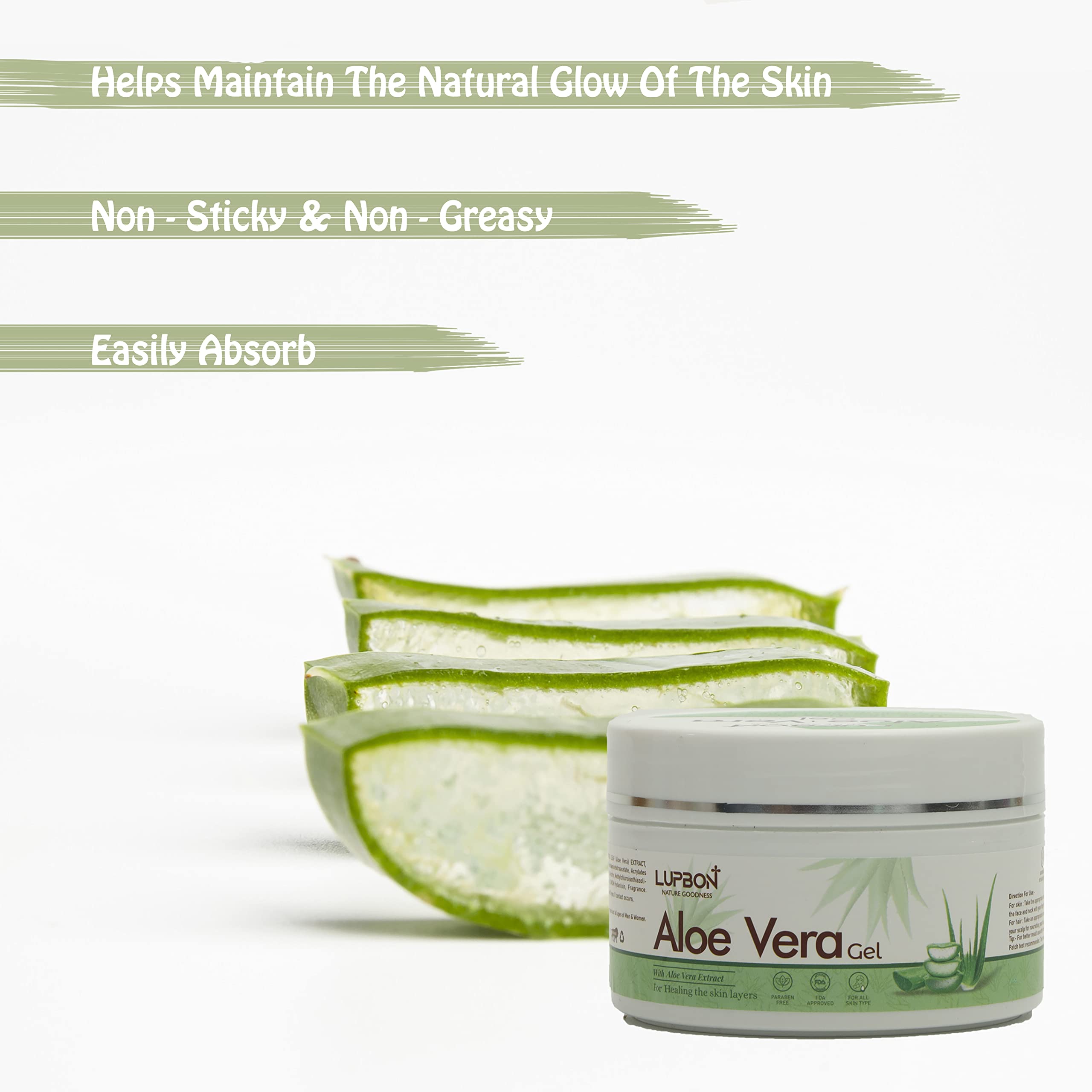 Organic Aloe Vera Gel 100g - 100% Pure Natural Soothing Moisturizer for Sunburn, Skin Care & Hair Hydration - Perfect for After Sun Care, Face & Body Moisturizing