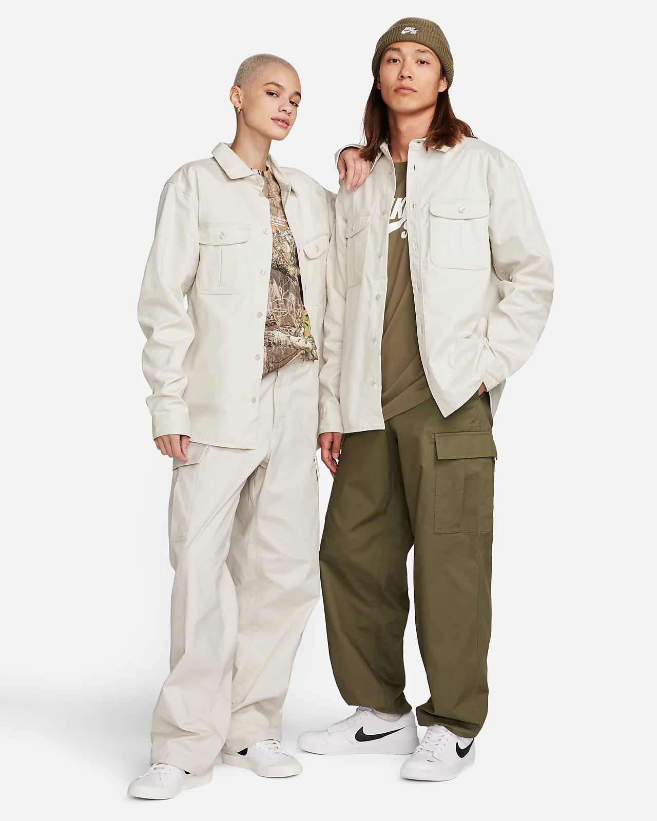 Nike SB Tanglin Long Sleeve Button-Up Shirt - Light Bone | Men's Casual & Skate Style Shirt for Streetwear & Everyday Comfort