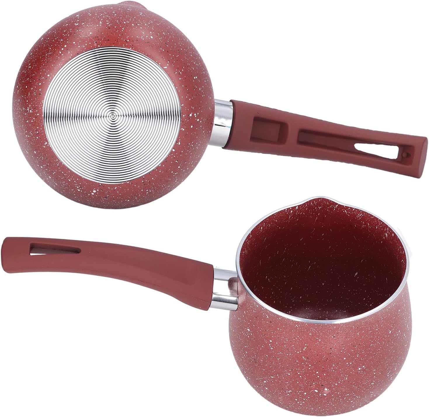 Mini Butter Warmer Pan - 3.9 Inch Non-Stick Small Sauce Pan with Pour Spout, Single Handle Milk Boiling Pot for Cooking, Coffee Heating, Chocolate Melting - Perfect for Kitchen, Camping & RV Use (Red)