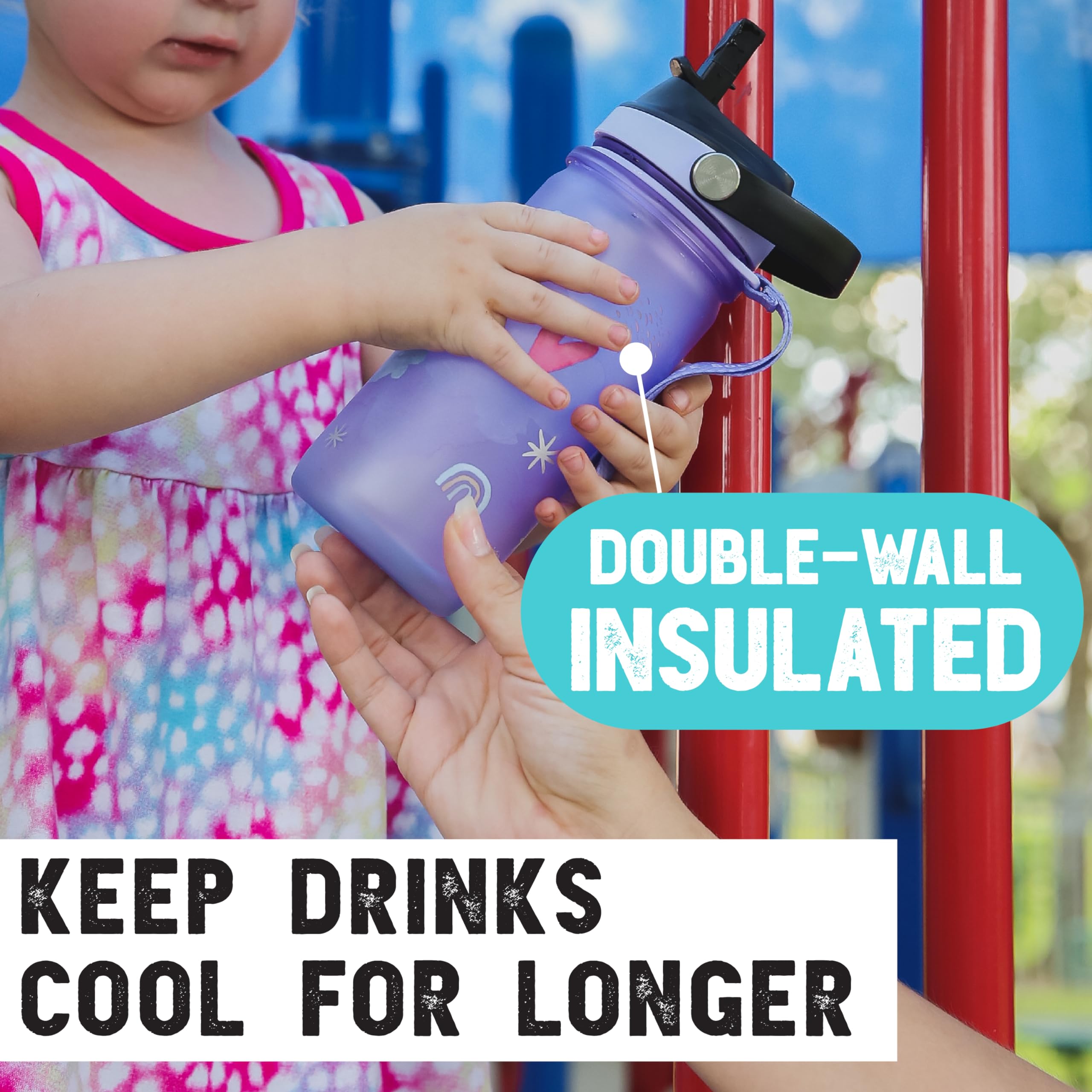 Live Infinitely 20oz Kids Water Bottle with Straw - BPA Free, Dishwasher Safe, Leak Proof Water Bottle for Boys & Girls - Perfect for School, Sports, and Outdoor Activities