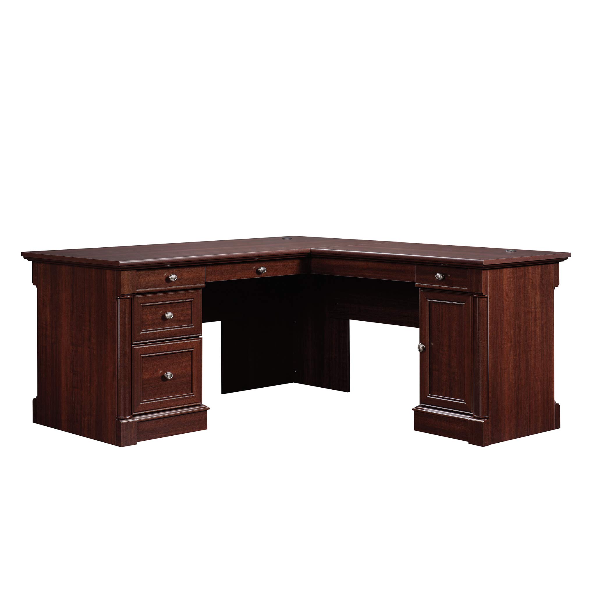 Sauder Palladia L-Shaped Desk in Select Cherry Finish - Home Office Workstation for Small Spaces, Gaming & Study Desk with Sturdy Construction