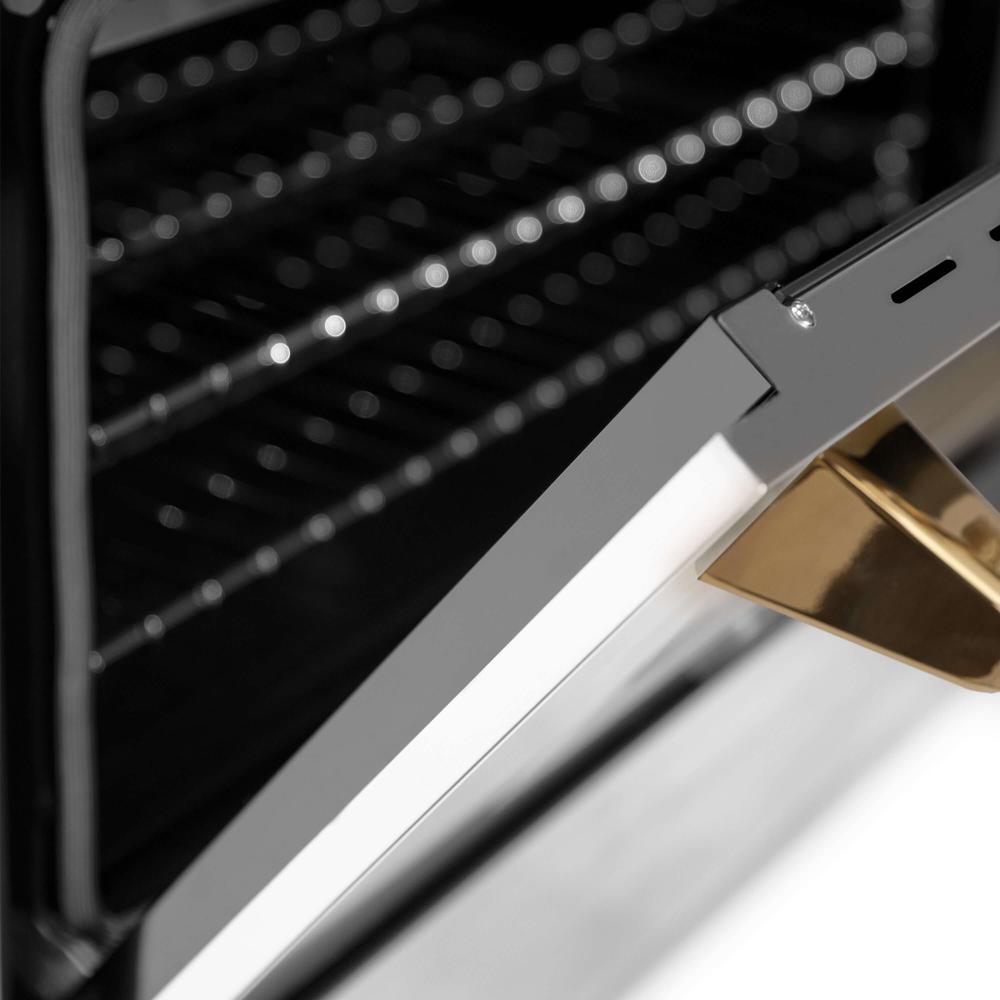 ZLINE Autograph Edition 30-inch Stainless Steel Dual Fuel Range with Range Hood - Polished Gold Accents (2AKP RARH30 G) | Professional Kitchen Upgrade for Home Chefs & Culinary Enthusiasts