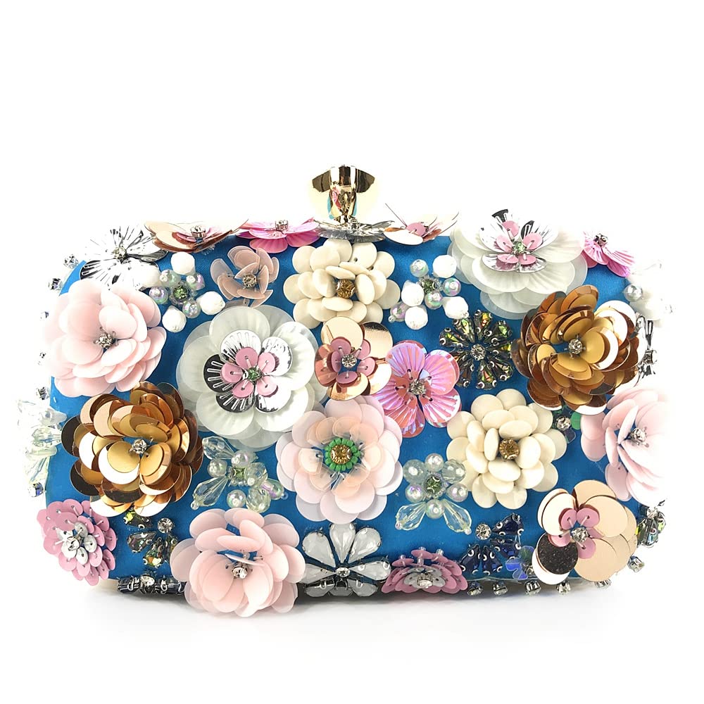 Elegant Satin Flower Women's Clutch Bag - Handmade Evening Purse for Parties, Weddings & Special Occasions | Shoulder & Crossbody Handbag | BG-004-01H0002