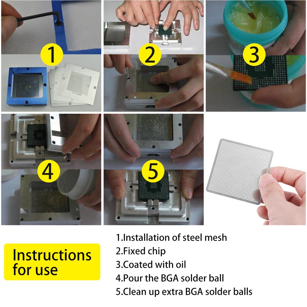 27pcs Universal BGA Stencils Kit - Direct Heat BGA Reballing Templates for Soldering & Welding Accessories | PCB Repair, Chip Reballing, Electronics Maintenance