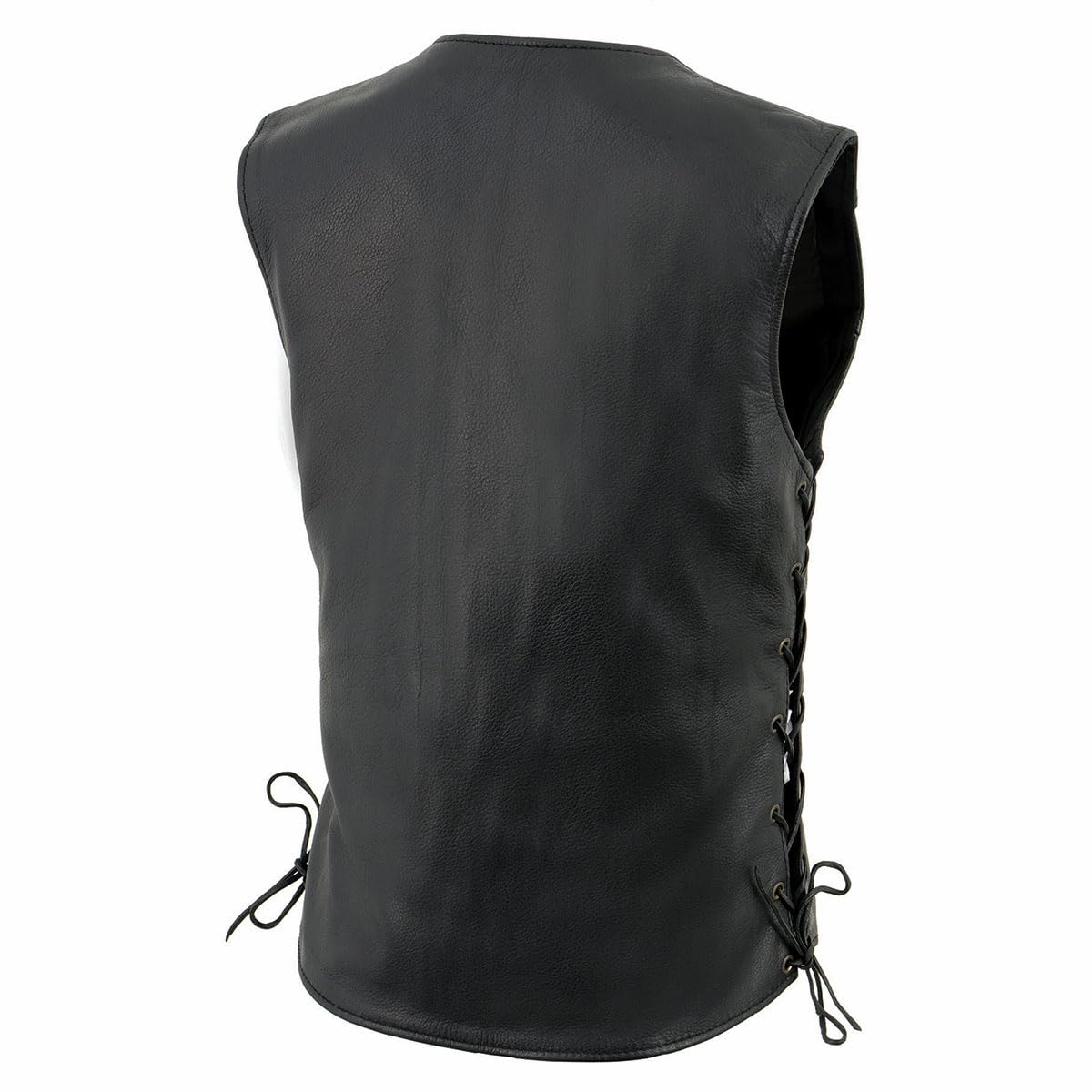 Milwaukee Men's Premium Leather Side Lace Vest with 2 Front Pockets - Stylish Biker Jacket for Motorcycle Riding & Outdoor Adventures