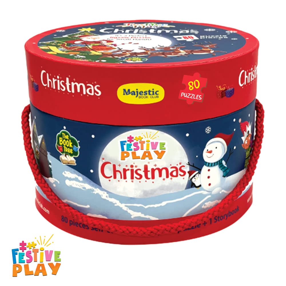 THE BOOK TREE Christmas Puzzle Gift Set for Kids - 80 Piece Jigsaw Puzzle with Storybook | Fun Holiday Learning Activity | Perfect Christmas Present for Boys & Girls | Great for Family Game Night & Holiday Classroom Activities