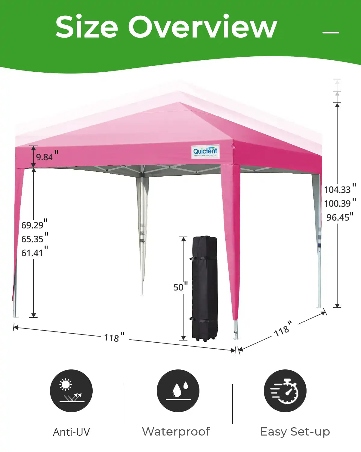 10'x10' Upgraded Pop Up Canopy Tent with Sidewalls - Waterproof Outdoor Shelter for Camping, Beach, Picnics & Backyard Parties