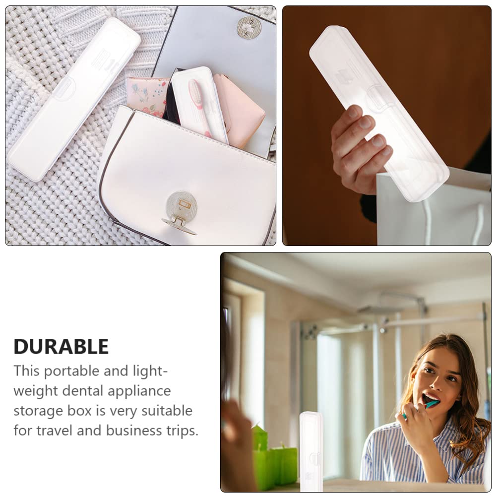 Healifty 2-Pack Travel Toothbrush Case with Toothpaste Holder - Compact Plastic Toothbrush Container for Travel, Camping & Gym - White PP Material (Pencil Case Style)