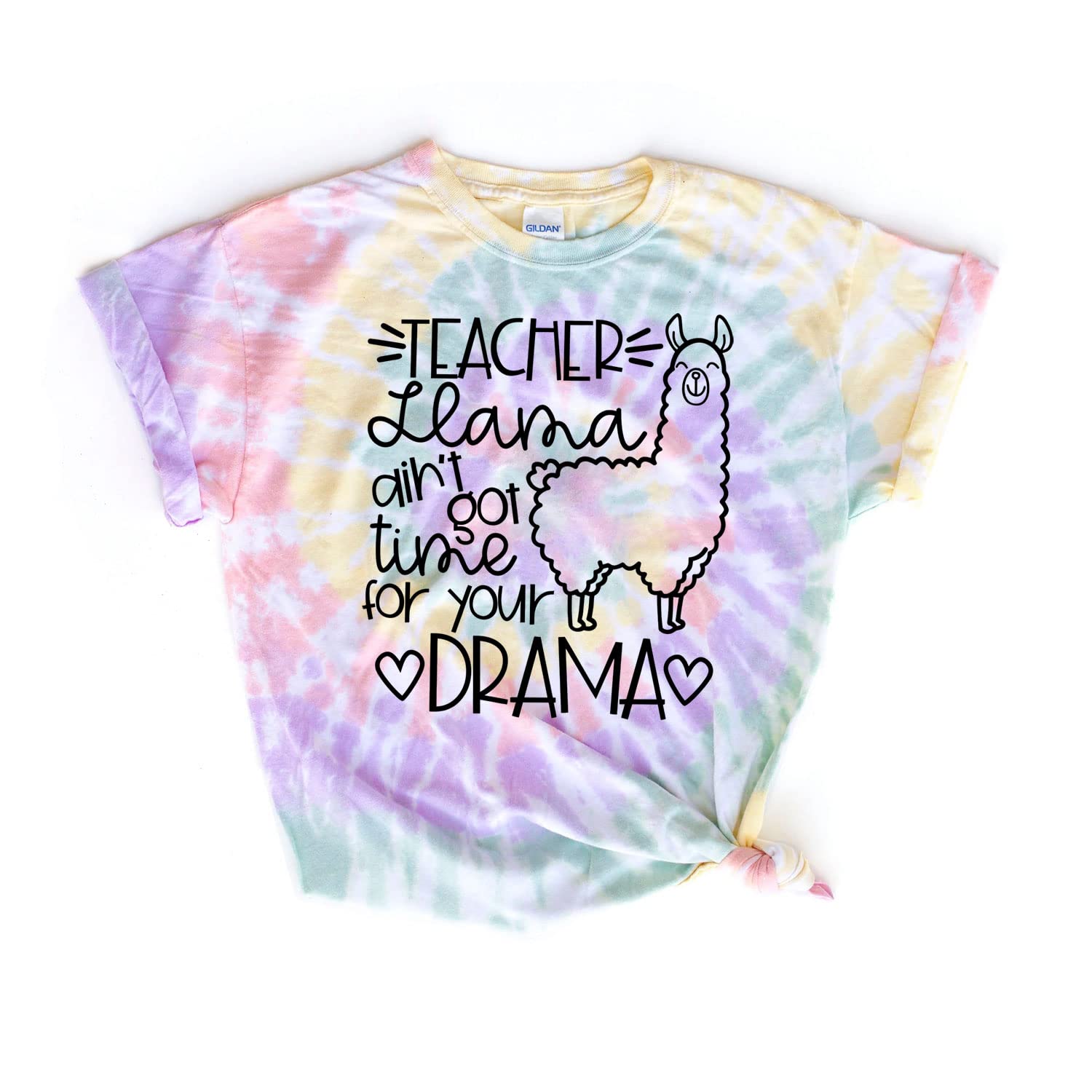 Funny Teacher Llama T-Shirt - 'Ain't Got Time for Your Drama' Saying - Back to School & 100th Day Tie Dye Shirt - Perfect for Classroom, Teacher Appreciation & Casual Wear