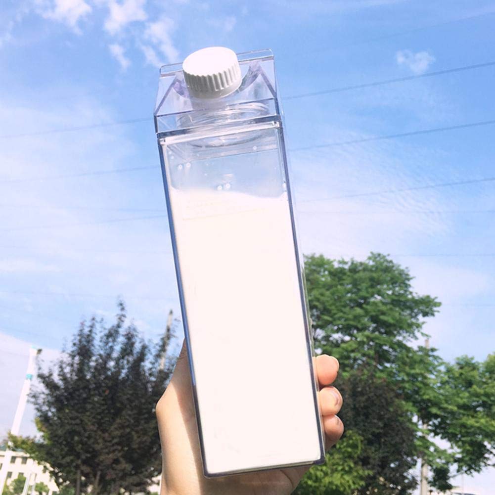 500ml/1000ml Clear Square Milk Carton Water Bottle - Portable BPA-Free Beverage Container for Outdoor, Sports, Travel & Camping - Ideal for Hiking, Gym, Picnics and Daily Hydration