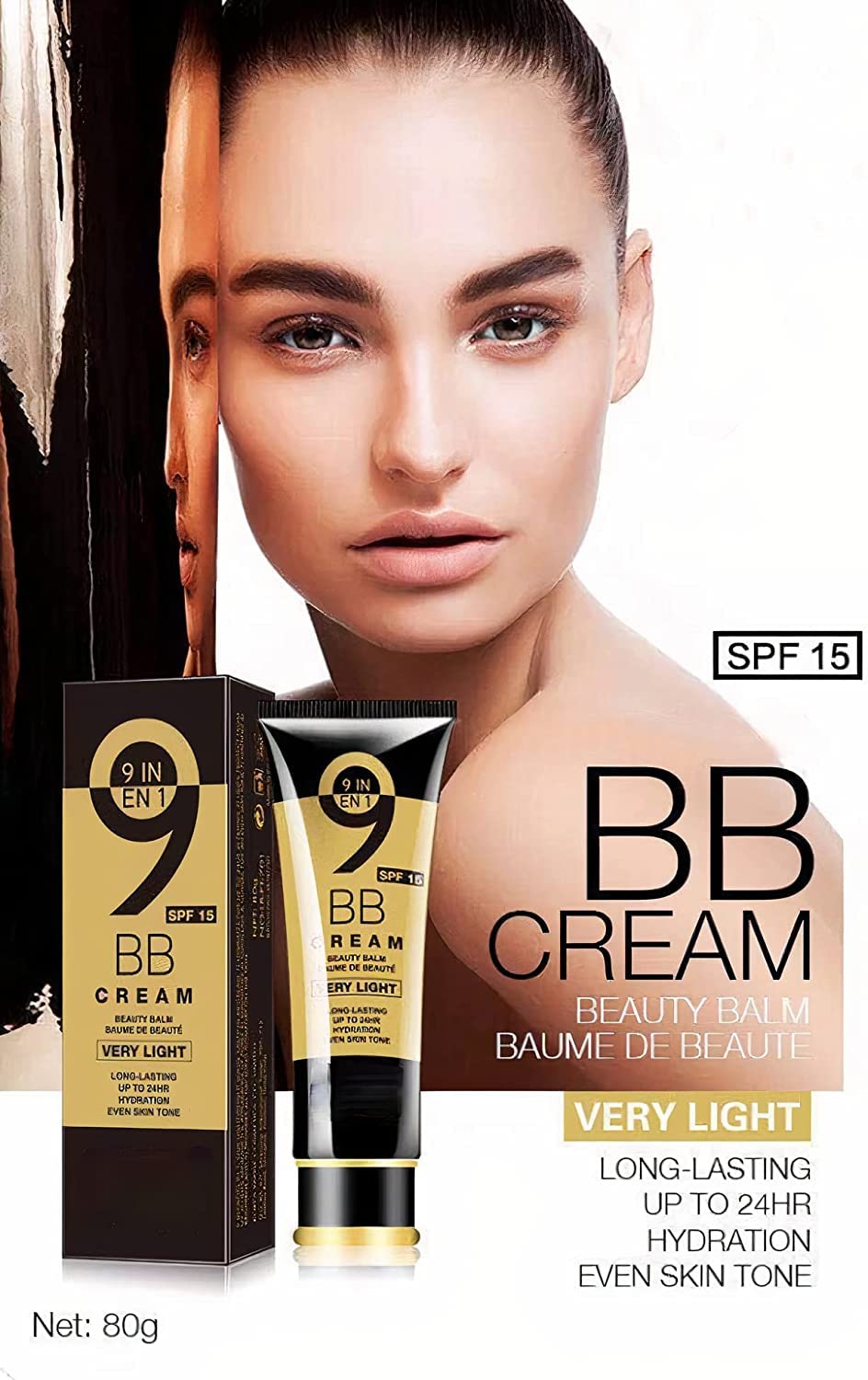 Huda Professional 9 to 5 BB Foundation Cream - Long Lasting Waterproof Face Makeup with SPF 15 | Perfect for Daily Wear & Office Makeup