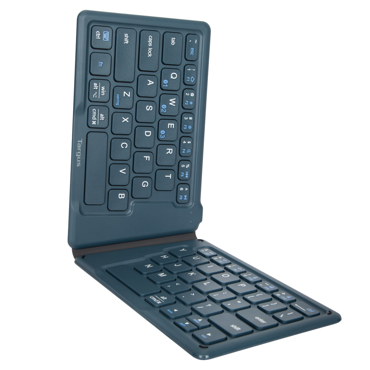 Ergonomic Foldable Bluetooth® Antimicrobial Keyboard - Wireless, Portable & Comfortable for Office, Travel & Home Use (Blue)