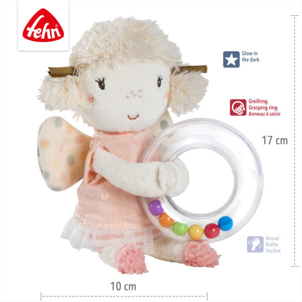 Fehn Pink Fairy Ring Rattle - Baby Musical Toy for Newborns & Infants - Perfect for Playtime, Sensory Development & Nursery Decor