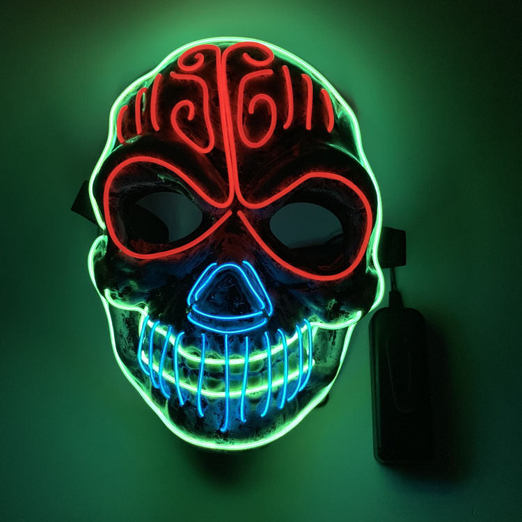 Glow in The Dark Halloween LED Light Up Mask - Scary Glowing Face Cover for Costume Parties & Trick or Treating
