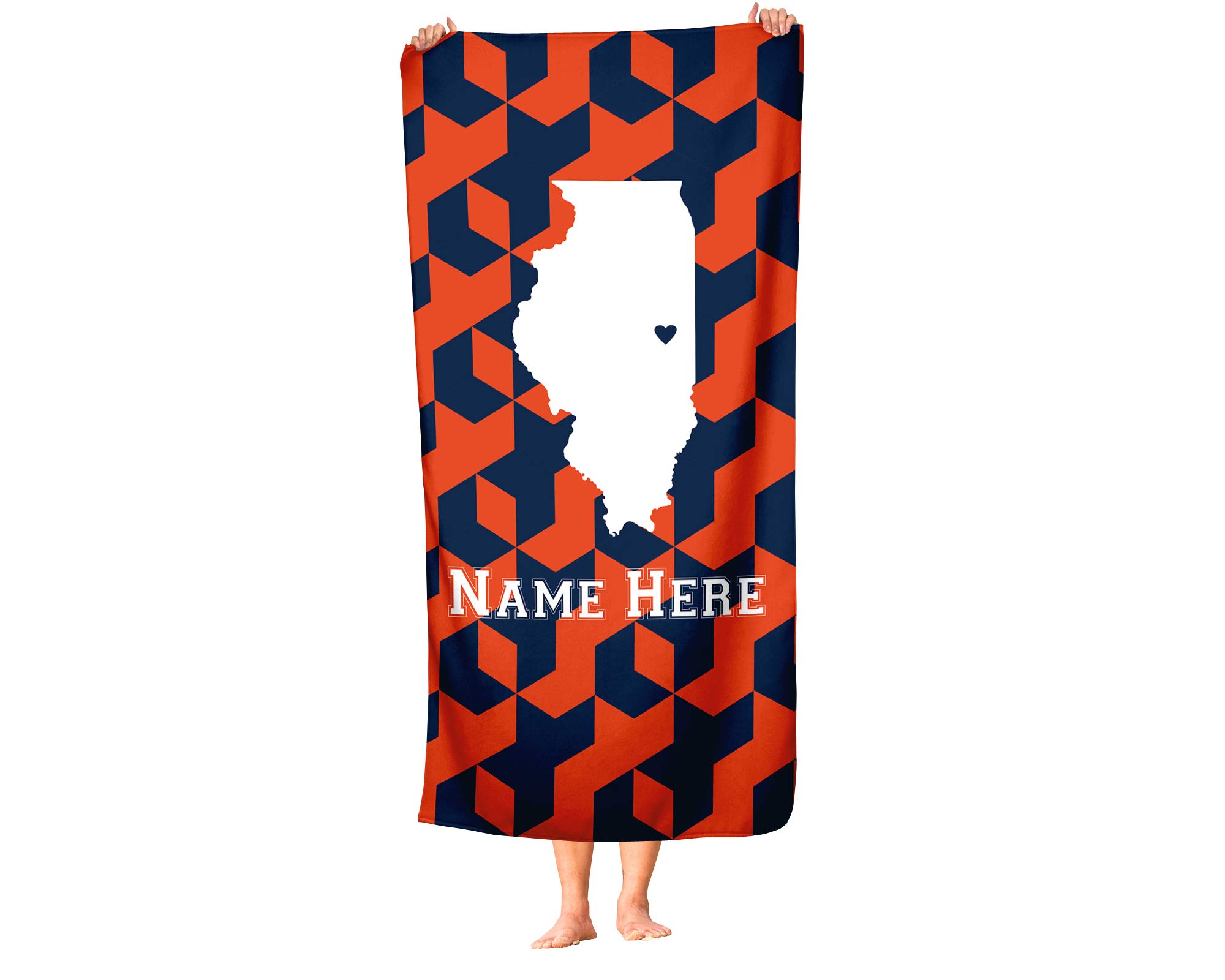 Custom Champaign Illinois State Pride Beach & Bath Towel - Personalized Medium & Large Towels for Adults & Kids - Perfect for College Football, Basketball Fans, Pool Parties & Home Decor