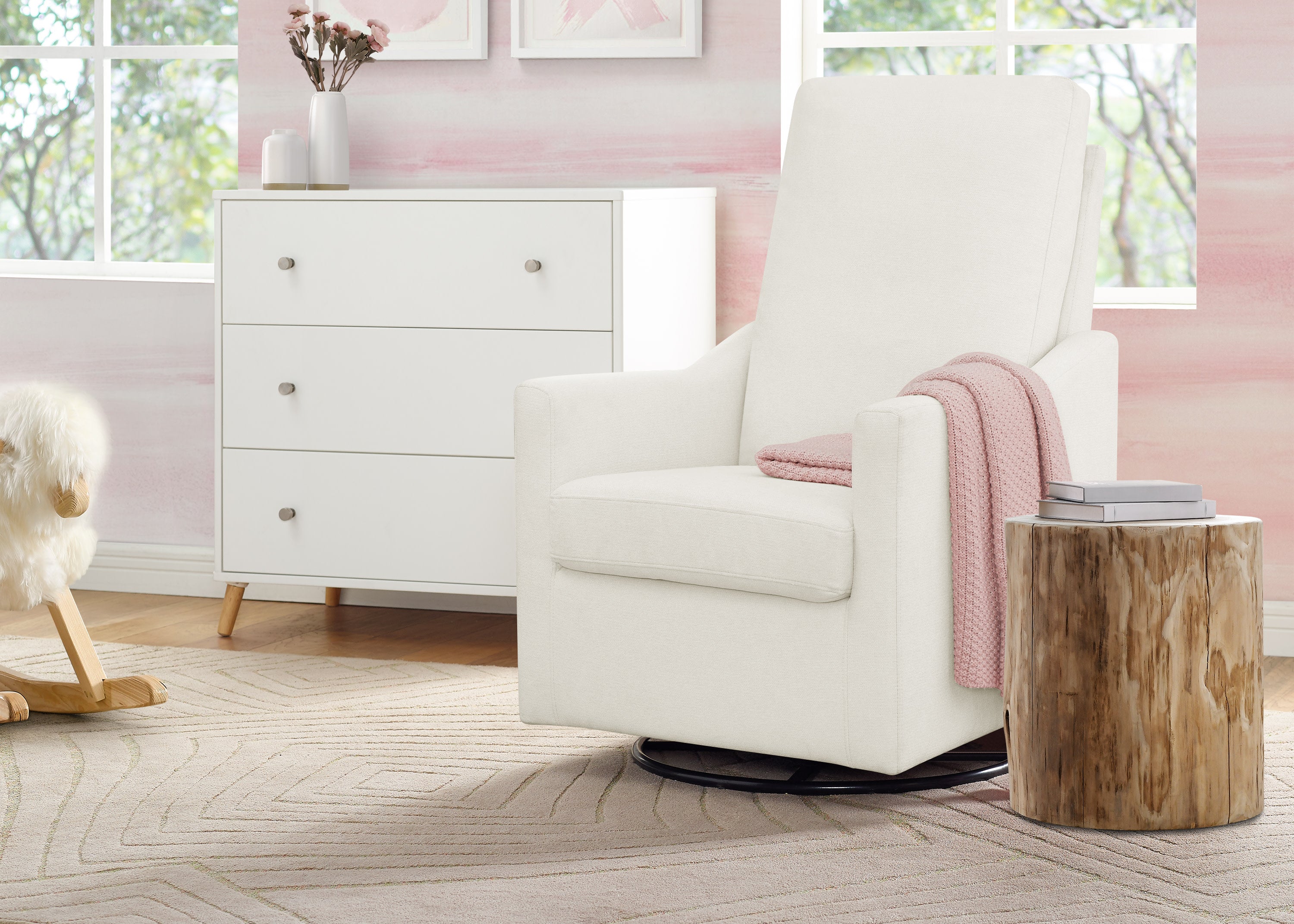 Andie Nursery Glider Swivel Chair - Stain Resistant LiveSmart Fabric - Comfortable Rocking Chair for Breastfeeding & Baby Nursery - Perfect for Nursing, Reading & Relaxing with Your Newborn