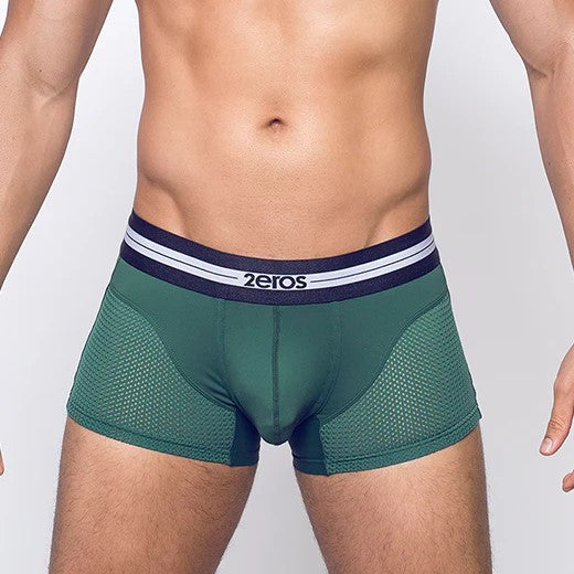 2eros Aktiv Helios Mesh Boxer Briefs for Men - Breathable & Comfortable Underwear - Hunter Green - Ideal for Workouts, Running & Everyday Wear