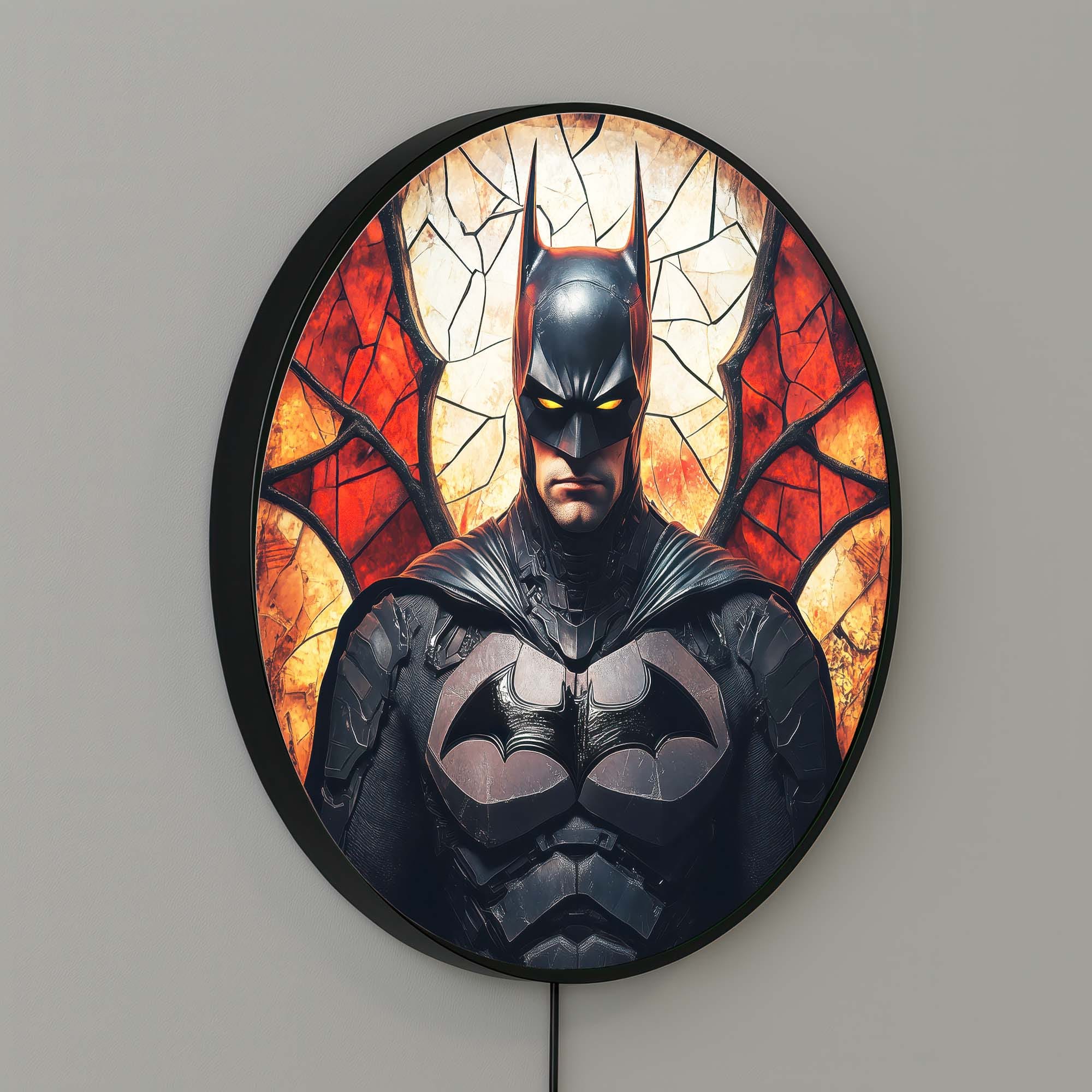 Shadow Guardian Backlit Tempered Glass Wall Art - Modern LED Light Decor for Living Room, Bedroom & Office