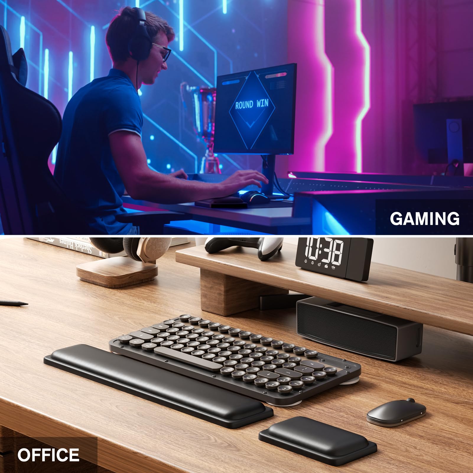 KTRIO Ergonomic Mouse Wrist Rest with Slow Rebound Memory Foam - Water Resistant Computer Wrist Support for Office, Gaming & Home Use - Perfect for Laptop, PC & Long Computer Sessions