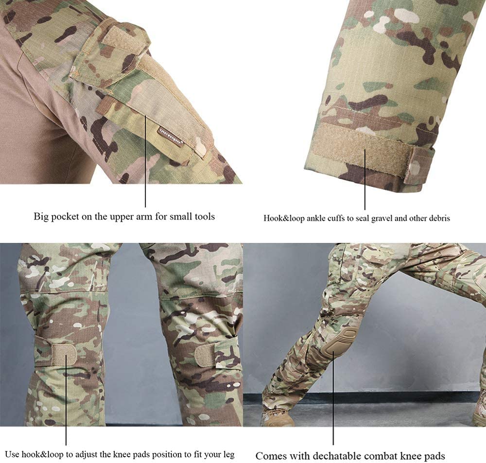 SINAIRSOFT Women's Tactical Shirt & Pants Set with Protective Pads - Gen3 Combat Uniform for Airsoft, Paintball, Outdoor Training & Military Simulation