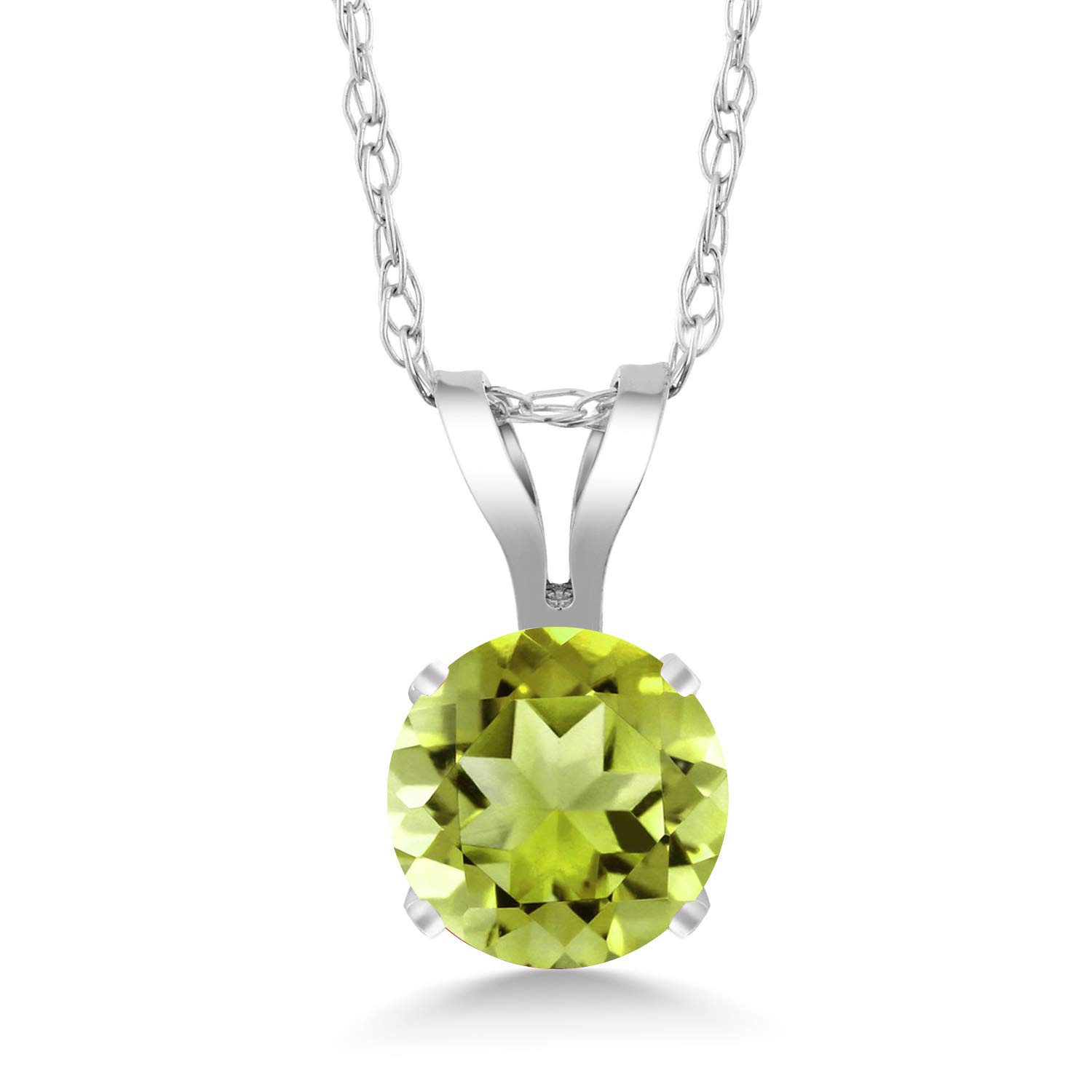 14K White Gold Round 4.5MM Birthstone Solitaire Pendant Necklace for Women - 18 Inch Gold Chain | Personalized Jewelry Gift for Mom, Wife, Birthday, Anniversary | Elegant Everyday Wear & Special Occasions