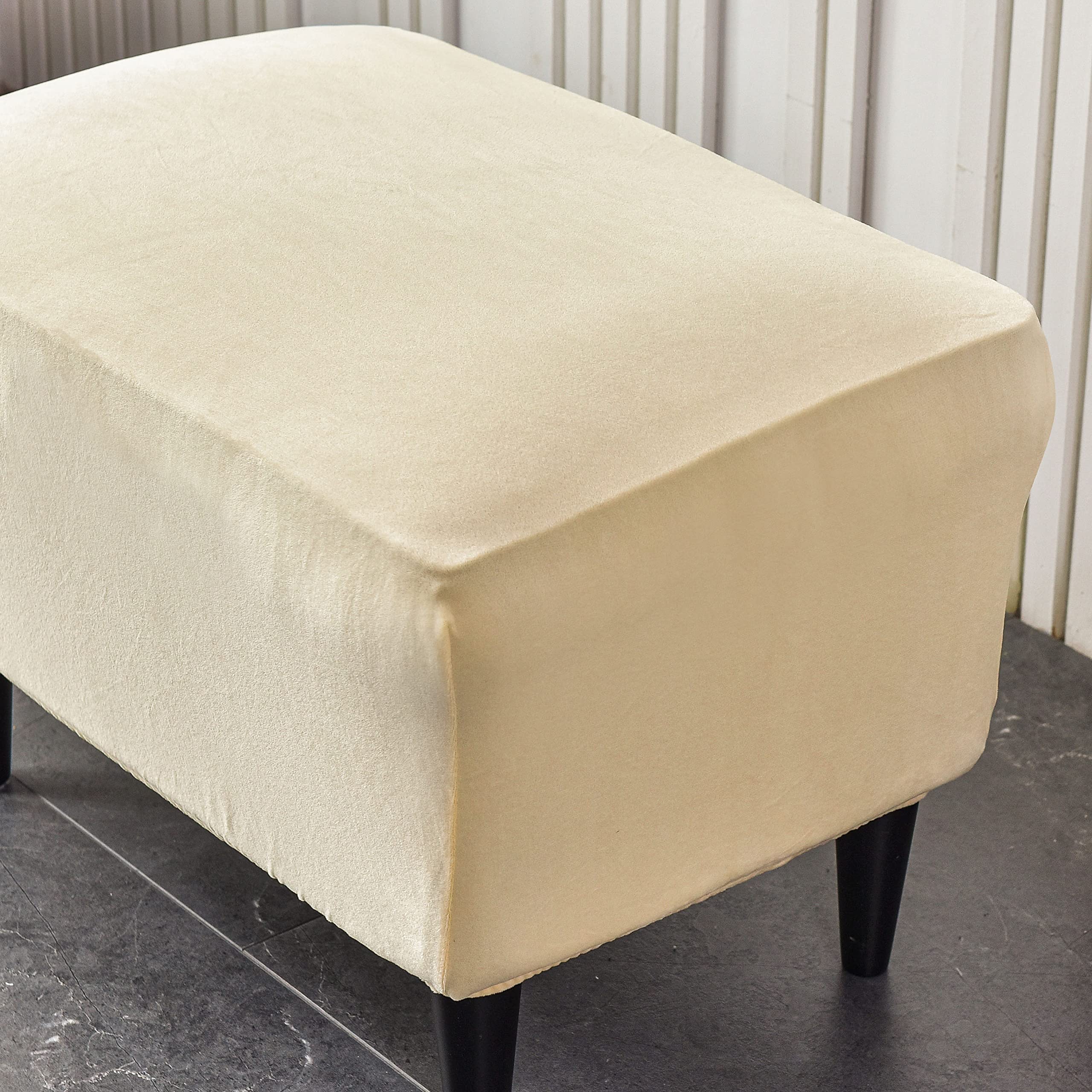 Premium Velvet Ottoman Chair Cover X-Large - Stretchable Rectangle Storage Stool Slipcover with Elastic Bottom for Footrest, Sofa & Furniture Protection (15