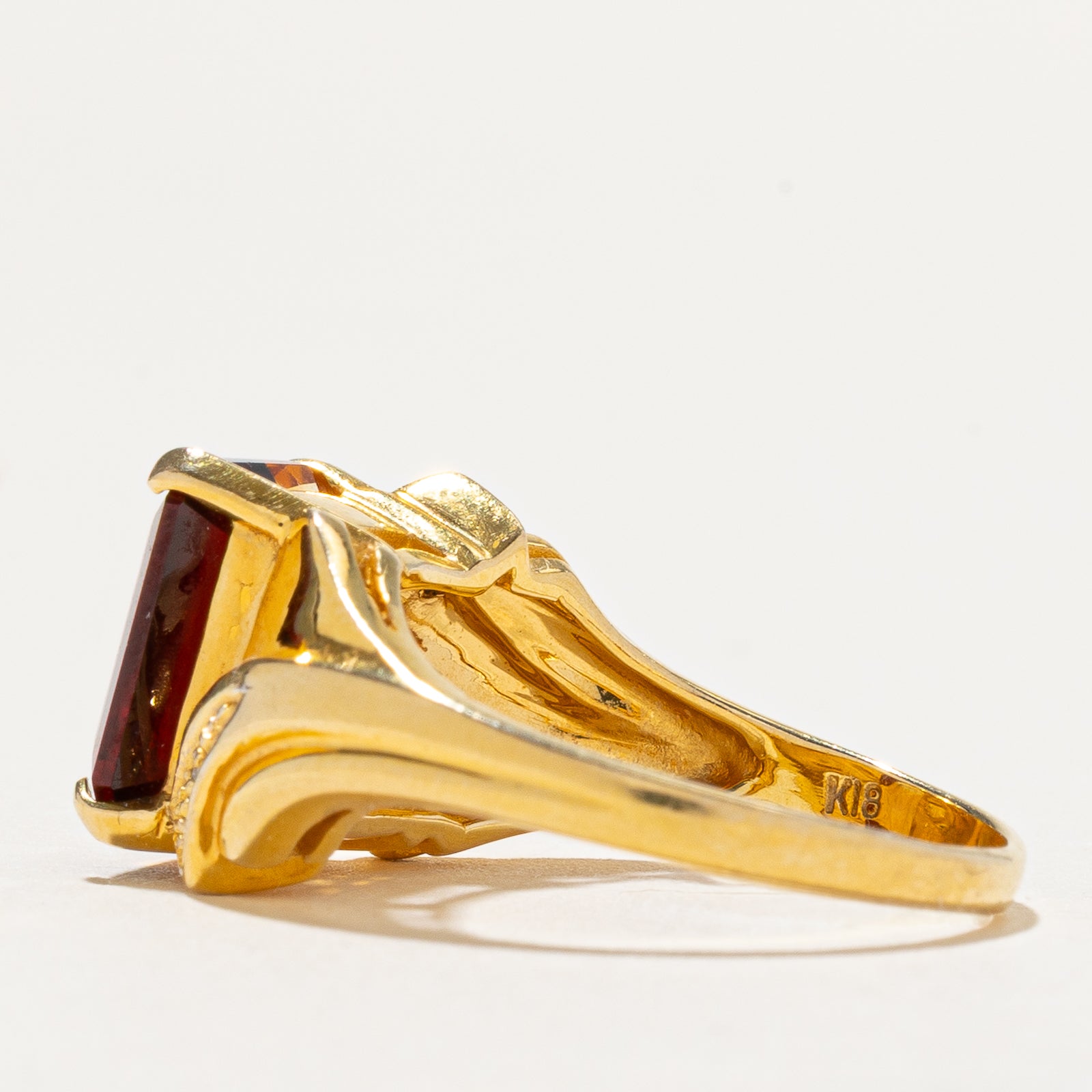 Garnet Citrine Split & Diamond Cocktail Ring | 2.00ctw Garnet & Citrine, 0.01ctw Diamond | Size 6.5 | Elegant Evening Wear, Party Jewelry, Gift for Her