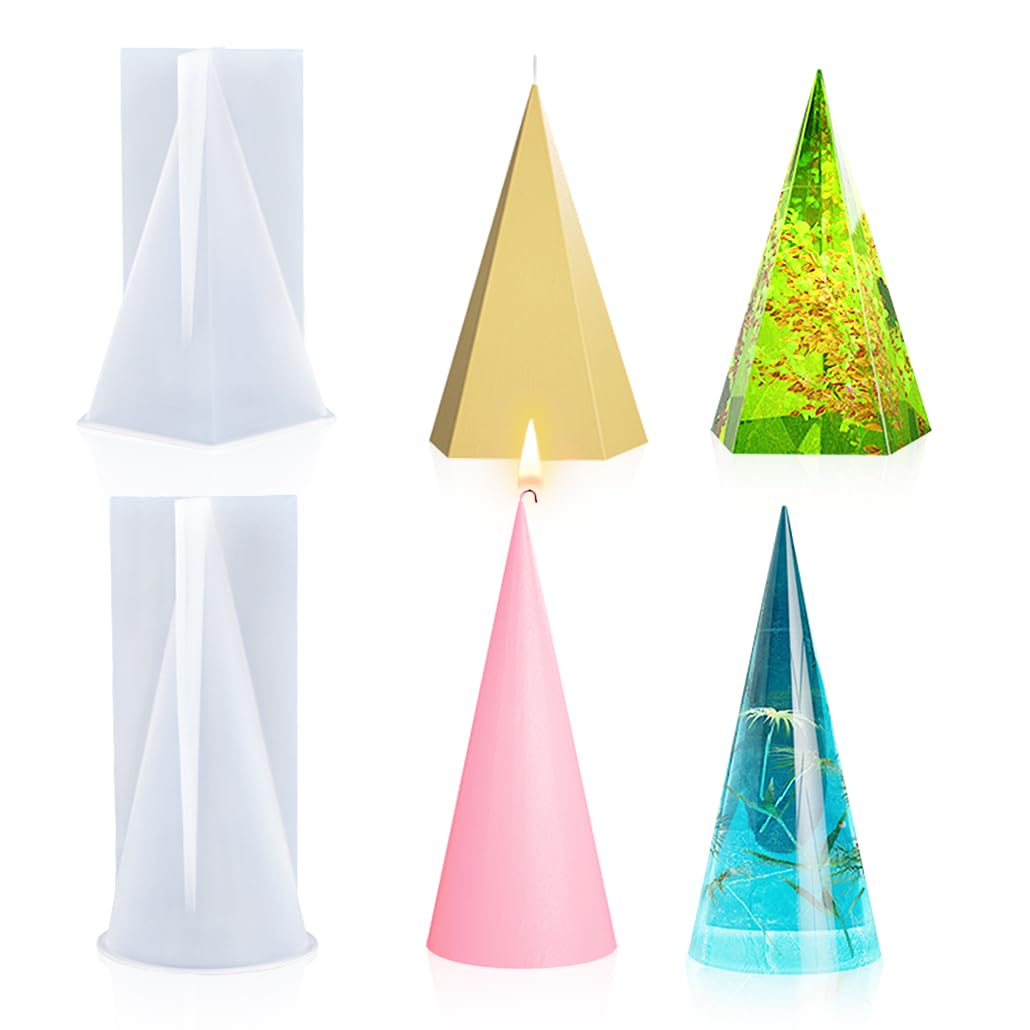 2Pcs Pyramid Resin Molds for DIY Crafts - 3D Silicone Candle Molds & Epoxy Casting Molds Set - Perfect for Making Pyramid Shaped Resin Ornaments, Home Decor, Wedding Centerpieces and Gift Making