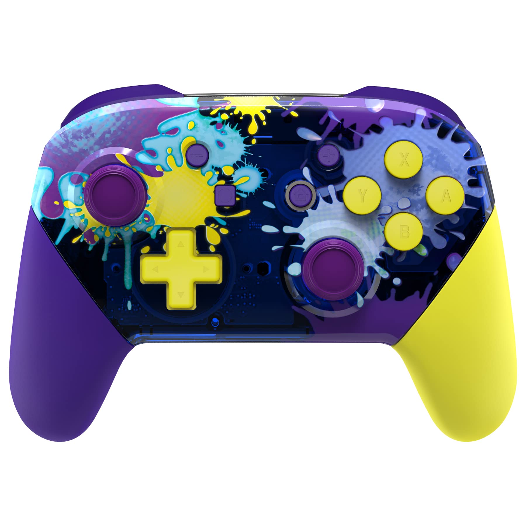 eXtremeRate Splatter Paint Faceplate & Backplate for Nintendo Switch Pro Controller - Replacement Hand Grip Housing Shell with Buttons (Controller Not Included) - Perfect for Gaming, Customization & Repair
