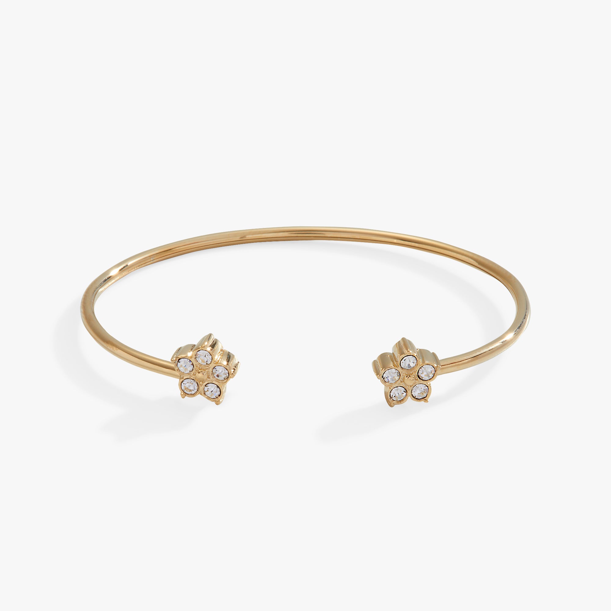 Elegant Crystal Forget Me Not Flower Flex Cuff Bracelet - Adjustable Bangle for Women - Perfect for Weddings, Anniversaries & Special Occasions