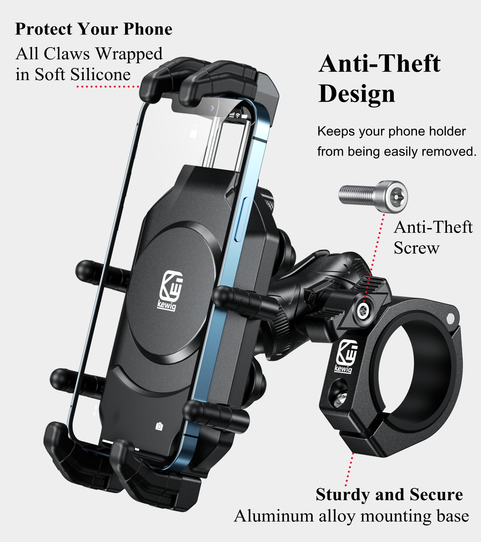 BRCOVAN Heavy Duty UTV Phone Mount with Vibration Dampener - Adjustable Anti-Theft Phone Holder for 1.5'' to 2'' Roll Cage Bars, Fits 5.4''-7.2'' Smartphones - Secure Lock for Off-Road, ATV, Motorcycle & Truck Use