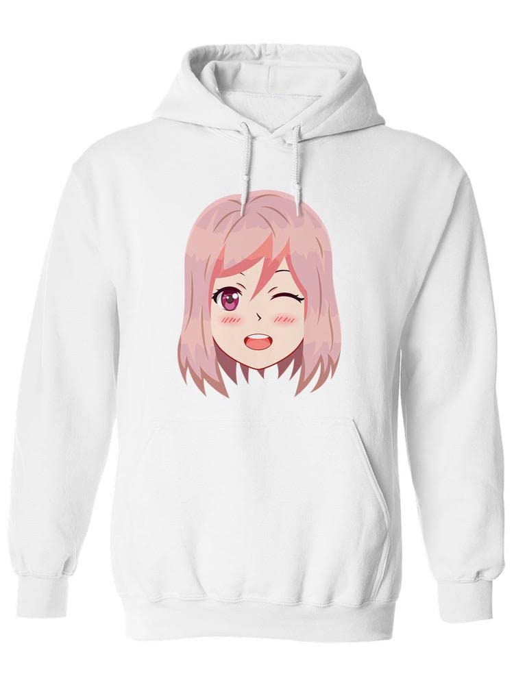 Smartprints Winking Anime Girl Hoodie for Women - Cute Kawaii Graphic Pullover | Perfect for Cosplay, Anime Conventions & Casual Streetwear