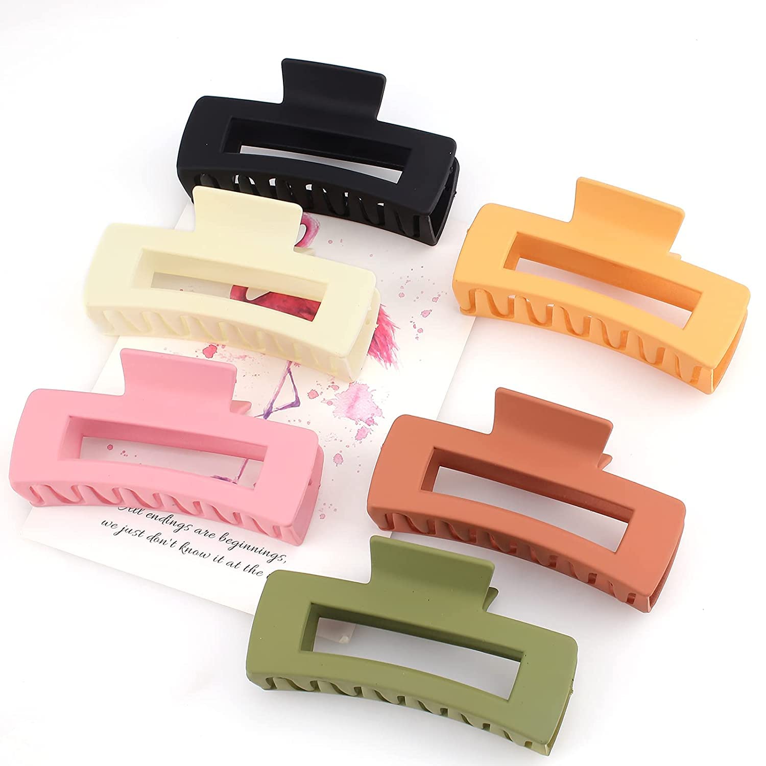 4.3 Inch Large Hair Claw Clips for Women - Non-Slip Strong Hold Banana Clips for Thick & Thin Hair (6-Pack) - Perfect for Workouts, Office & Everyday Hairstyles