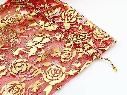 Premium Gold Organza Gift Bags with Drawstring - 9x12 cm Mesh Pouches for Makeup, Candy, Baby Shower & Christmas Party Favors (Pack of 30) - Elegant Packaging for Weddings, Birthdays & Special Events
