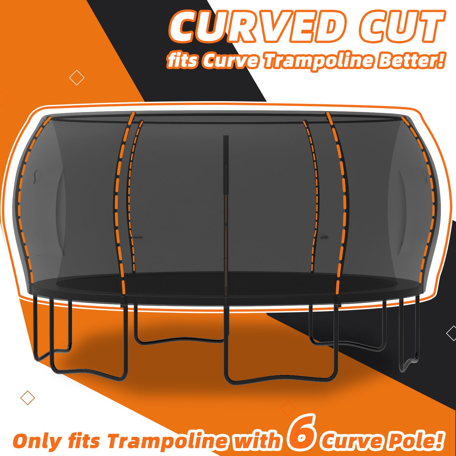 JumpFly 14FT Trampoline Tent for Kids (Tent Only) - Fits 6 Curved Poles Round Trampoline, LED Light Shade Cover, Durable Anti-Tear Canopy for Outdoor Play & Camping (Black/Light Brown) - Perfect for Backyard Fun, Summer Shade & Sleepovers