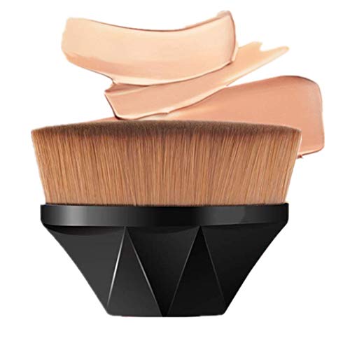 **Flat Top Foundation Makeup Brush - High Density Petal-Shaped Blush Brush for Liquid, Cream & Powder Cosmetics | Seamless Multifunctional Face Brush (Black) | Perfect for Flawless Blending & Airbrush Finish**