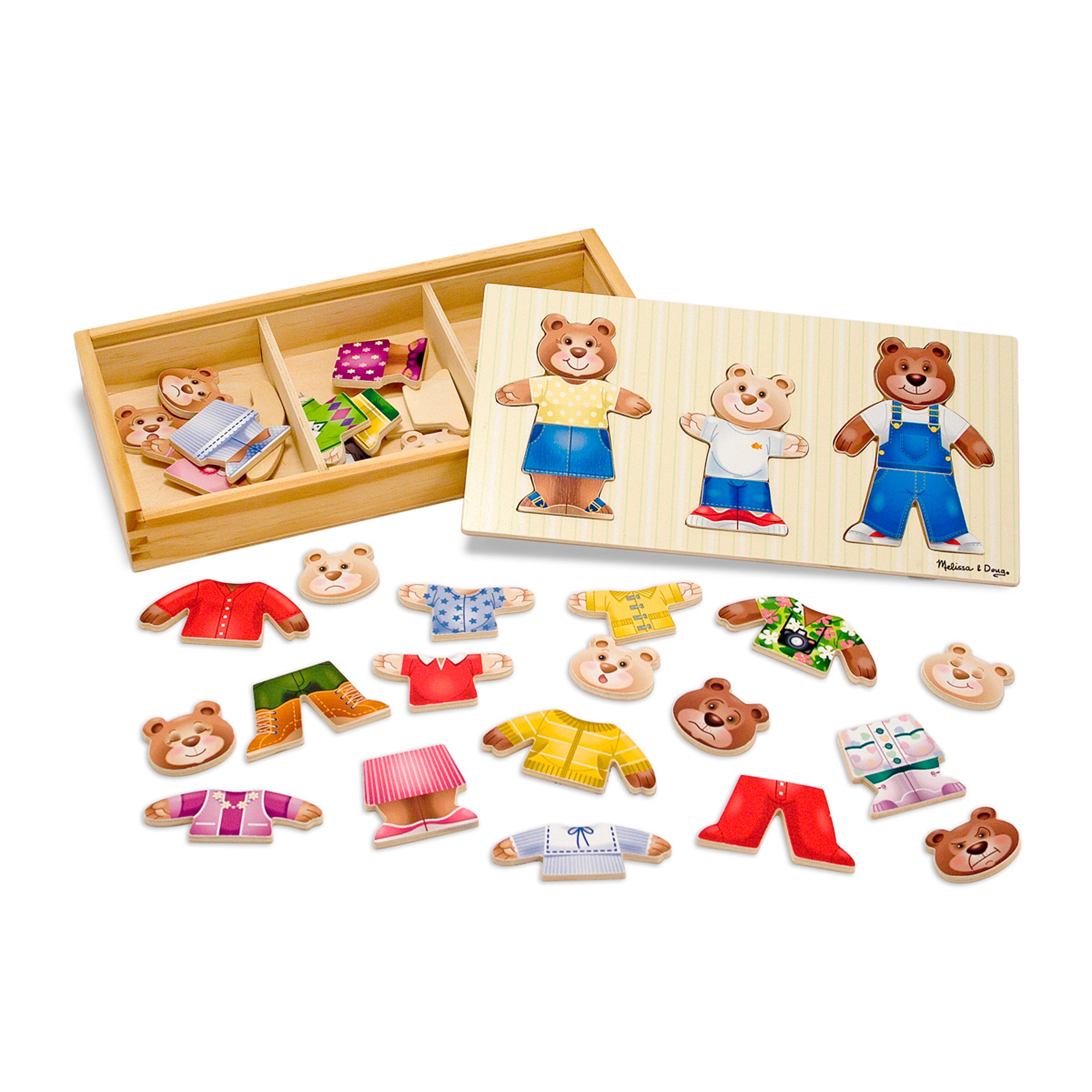 Bear Family Dress Up Puzzle - 45 Piece Wooden Jigsaw Puzzle for Kids, Fun Family Game & Educational Toy for Toddlers - Perfect for Birthday Gifts, Classroom Activities & Family Game Nights