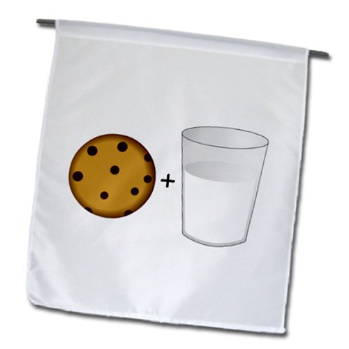 3D Rose Cute Cartoon Milk and Chocolate Chip Cookies Garden Flag - 12x18 Inch Outdoor Decorative Flag for Yard, Garden, and Patio Decor