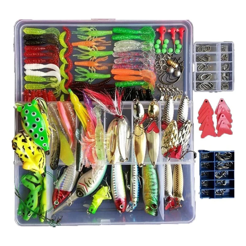 All in One Fishing Lure Kit - 50pcs Hard/Soft Baits, Metal Jigs with Tackle Box for Bass Trout Saltwater Fishing | Complete Starter Set for Beginners & Pros | Ideal for Freshwater Lakes, Rivers & Ocean Fishing