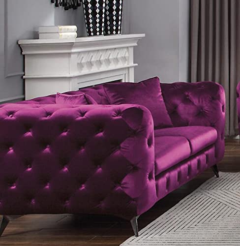 Comfy Purple Fabric Loveseat Sofa Chair - Modern Armchair for Living Room & Bedroom - Perfect for Relaxing, Lounging & Small Space Decor