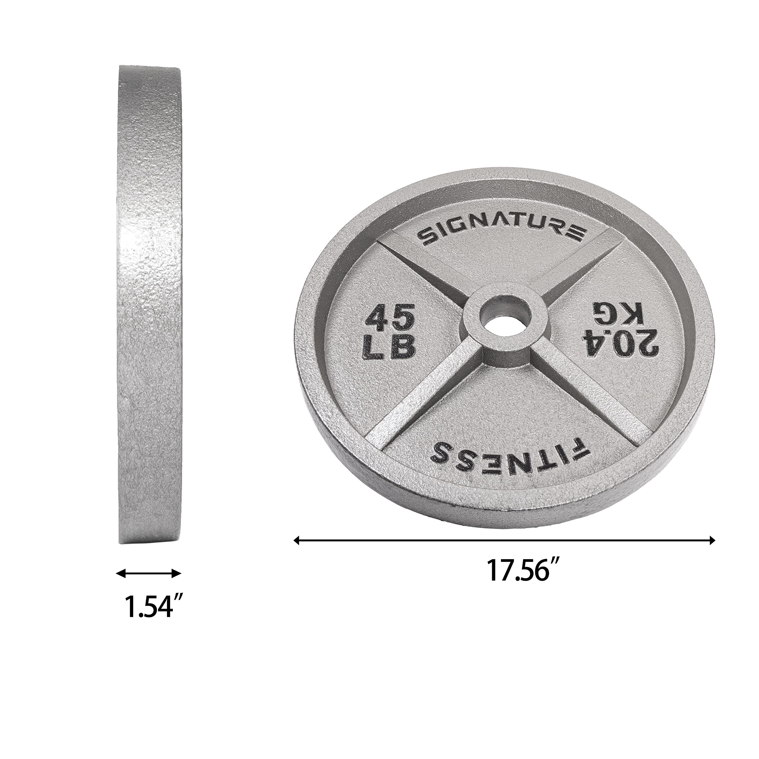 Signature Fitness 2-Inch Olympic Cast Iron Weight Plates - Deep Dish Design with Durable E-Coating for Home Gym, CrossFit & Strength Training