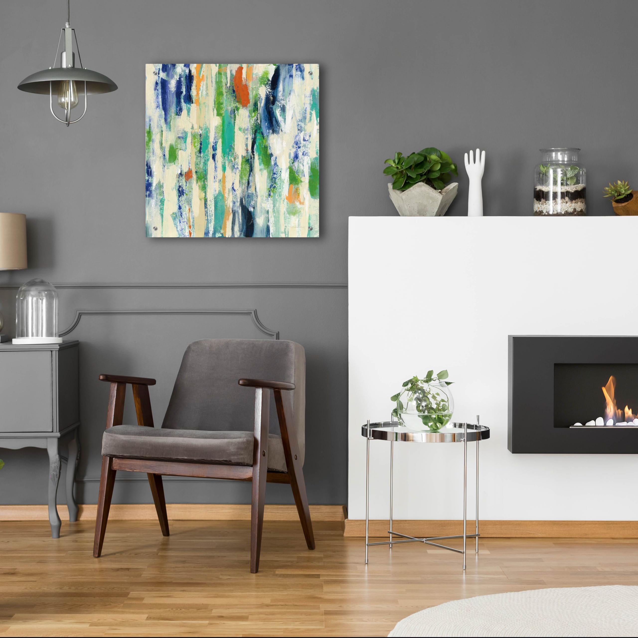 Sun Rays Acrylic Glass Wall Art by Silvia Vassileva - 24x24 Inches Modern Abstract Painting for Living Room, Bedroom & Office Decor